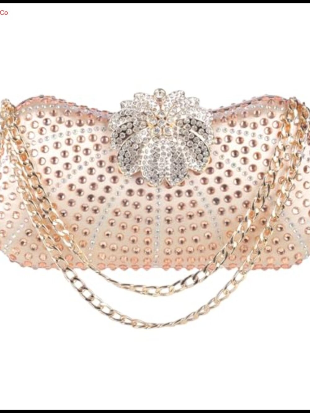 PU Leather Rhinestone Evening Clutch with Flower Clasp Wedding Handbag